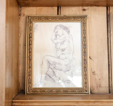 Original Signed Spanish Figure Study, Barcelona, 1949