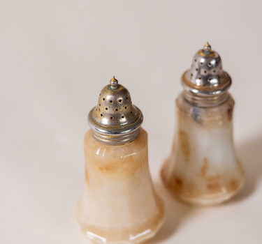 Vintage Italian Alabaster Salt and Pepper Shaker, 1980s