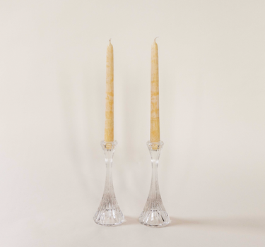 1950s Vintage Crystal Candlesticks - a Pair