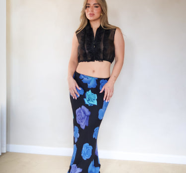 The Blue Rose Silk Skirt — Pierre Cardin