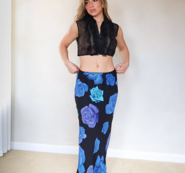 The Blue Rose Silk Skirt — Pierre Cardin